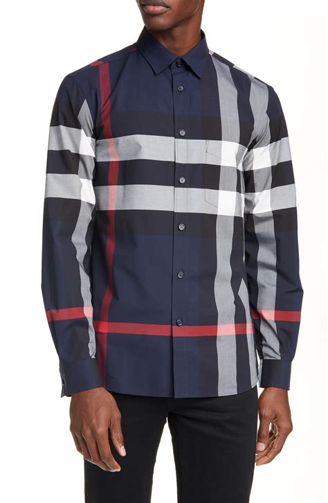 blue burberry shirt men|burberry men's button up shirt.